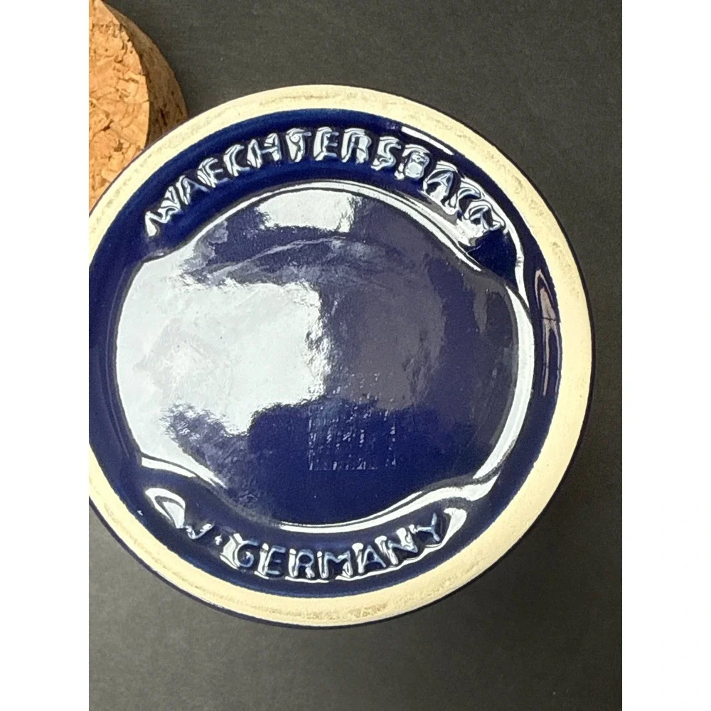 Waechtersbach W Germany Cobalt Blue Celestial Winter Village Cork Canister Jar